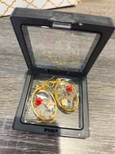 Dried Flower Oval Resin Earrings