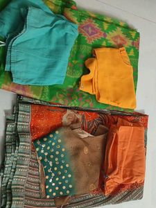 sarees with matching blouses and petticoat