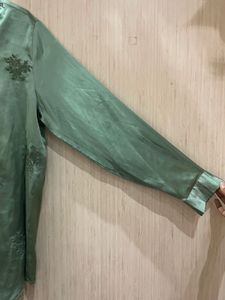 ZARA Elegant Sage Green Satin Shirt