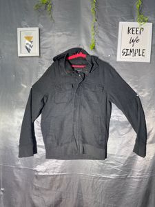 Men's Dark Grey Hooded Jacket