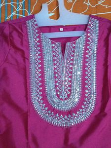 Pink Embroidered Kurti
