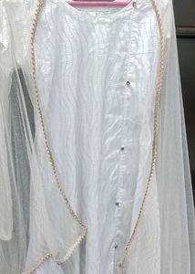 I M Selling Net Side Cut Slit Long Gown With Dupat
