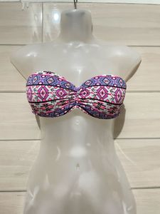 padded Boho Print Strapless Bikini Top