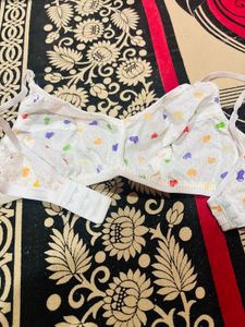 Cute Heart Print Cotton Bra