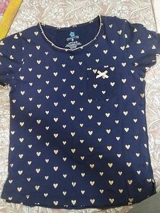 Artemis Navy Heart Print Night suit