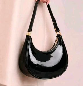 Shiny Black Hobo Bag