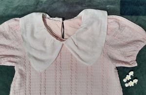Peach Peter Pan Collar Dress.