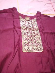 Elegant Maroon Kurta with Gold Embroidery