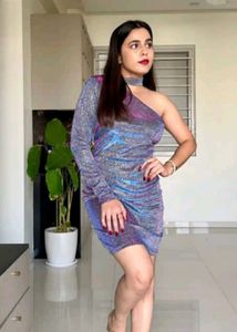 Sparkly One-Sleeve Mini Dress
