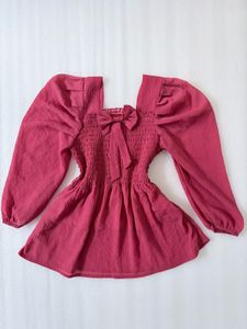 Cute Bow Puff sleeves Top