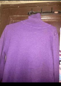 Cozy Purple Turtleneck and Fun Print Pants winter