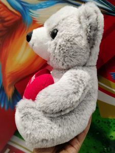 Gray Teddy Bear with Heart