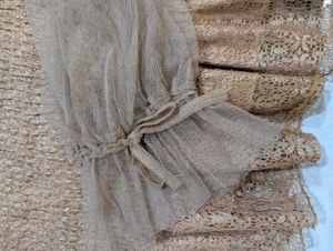Elegant Smocked Top with Sheer Sleeves