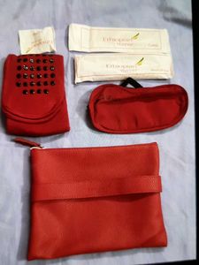 Red Ethiopian Airlines Travel Pouch Set