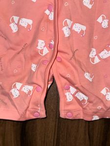 Cute Pink Baby Romper with Cat Print