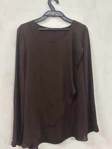 Elegant Brown Long Sleeve Top