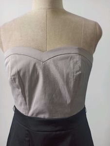 Chic Strapless Two-Tone Dress. length 27
