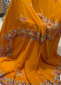 Designer Yellow Embroidered Saree