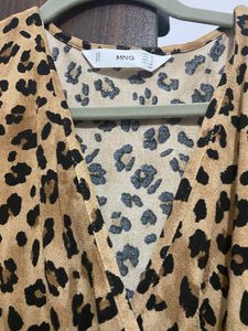 Beige &amp; Black Animal Print Wrap Dress