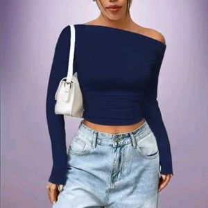 Chic Off-Shoulder Ruched Crop Top