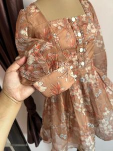 Floral Print Square Neck Dress