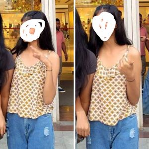 Chic Yellow &amp; White Patterned Top