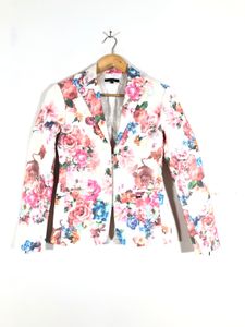 White Floral Printed Blazer (Women’s)