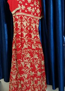 Bright Red Color Gown with Legging and Duppata