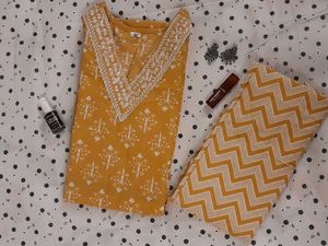 Ethnic Kurta Set - Mustard & White💛🍯