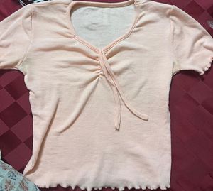 Ruched Front Ribbed Top