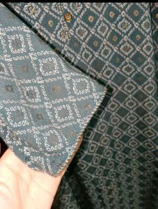 Teal Geometric Print Kurta