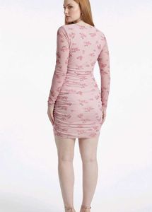 Savana Urbanic Pink Floral Mesh Ruched Mini Dress