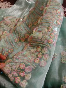 Embellished Organza Saree with Blouse piece