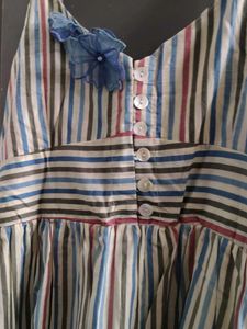 Striped Sundress with Flower Detail