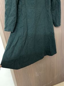 woollen green flare dress for medium