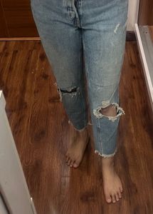 H&amp;m Ripped low waist Light Wash Jeans