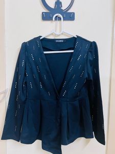 Stylish Embellished Peplum Top