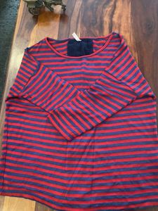 Red &amp; Blue Striped Casual Tee