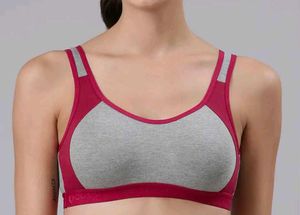 Stylish Maroon &amp; Gray Sports Bra