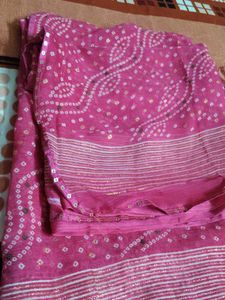 Vibrant Pink Bandhani Saree