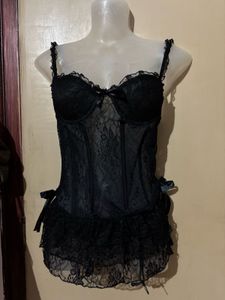 Black Lace Corset Bodysuit