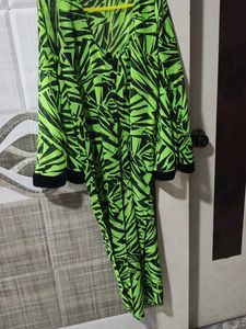 Green & Black Print Kurta Set