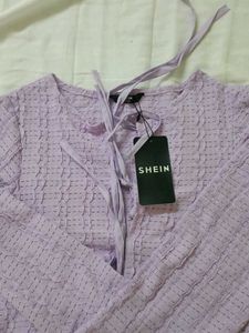 Shein Purple Textured Tie-Front Top