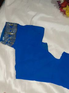Royal Blue Embroidered Saree with blouse