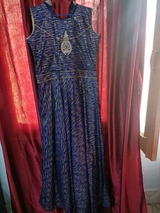 Elegant Blue Embroidered Gown