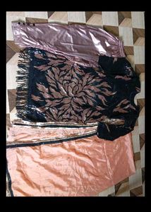 bust 32 Sparkling Black &amp; Peach Kurta Set