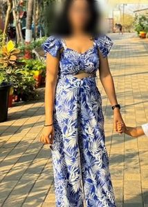 Blue Floral Crop Top & Palazzo Set