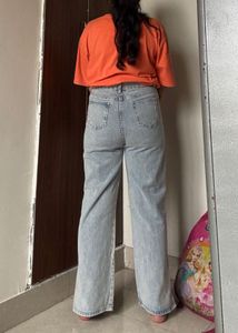 Light blue acid Wash Wide Leg Jeans
