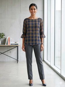 Chic Plaid Bell Sleeve Top