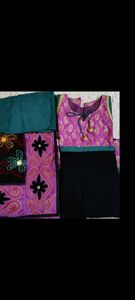 Anarkali/ chudidar 3 piece set, black and purple